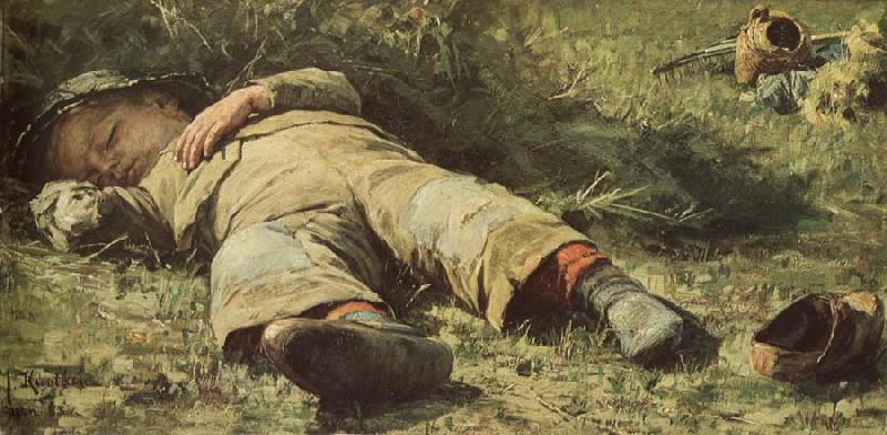Johan Fredrik Krouthen A asleep boys France oil painting art